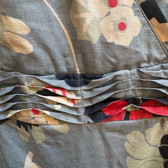 Boden Blue Floral Midi Dress with Cream and Red Accents - Picture 4 of 8